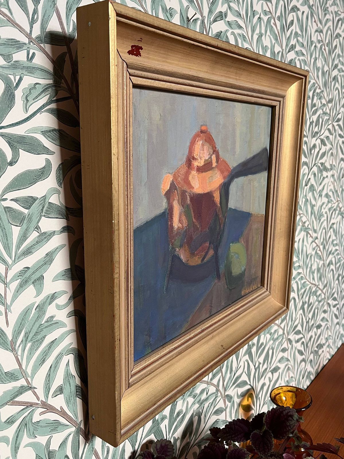 Copper Coffee Pot And Fruit, 1946, Swedish Listed Artist Holger Karlsson Oil Painting On Streched Canvas photo buy