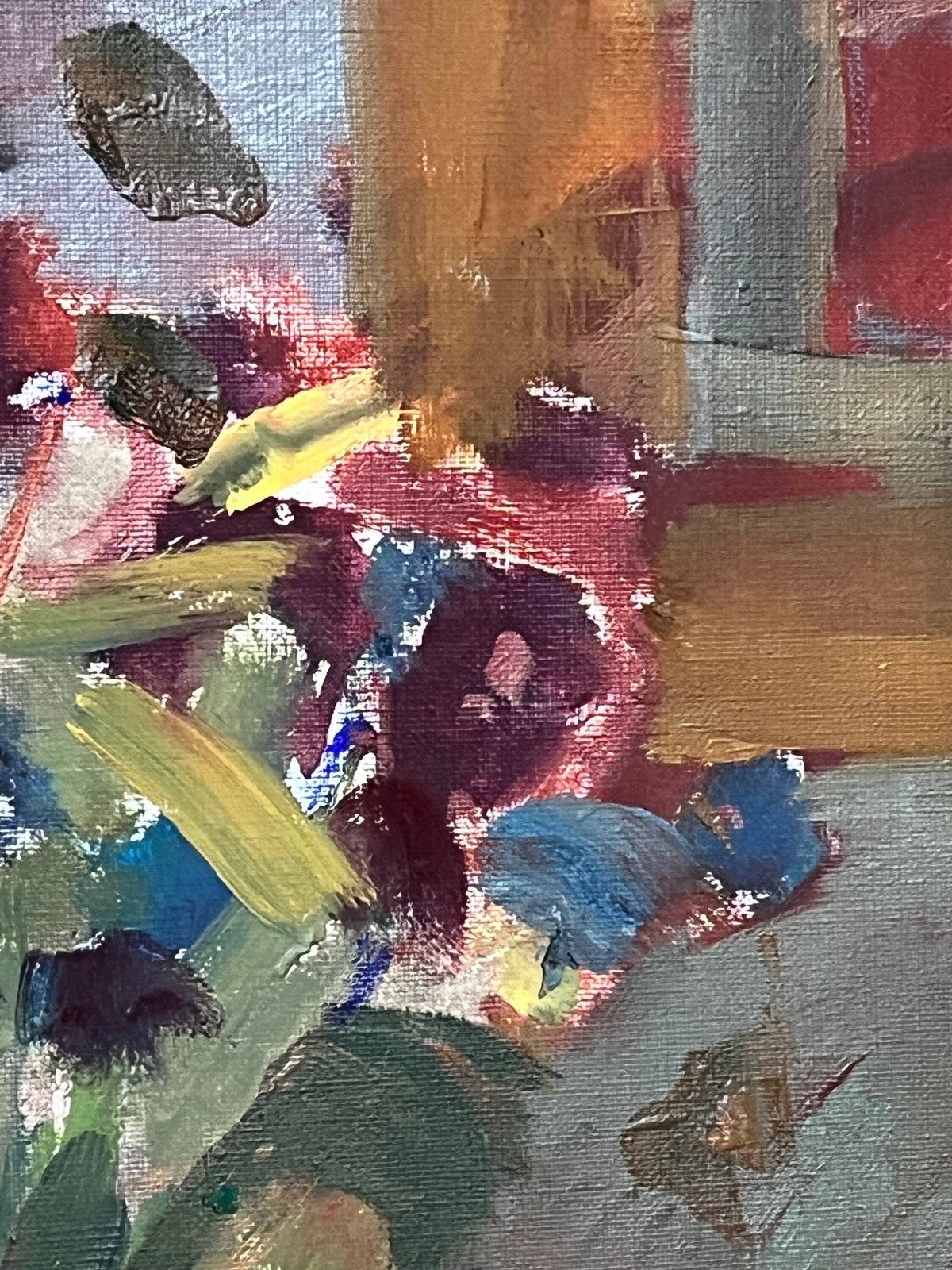 Floral, 1972, Swedish Listed Artist Kjell Rosén (1921 2003), Oil Painting On Streched Canvas photo vintage
