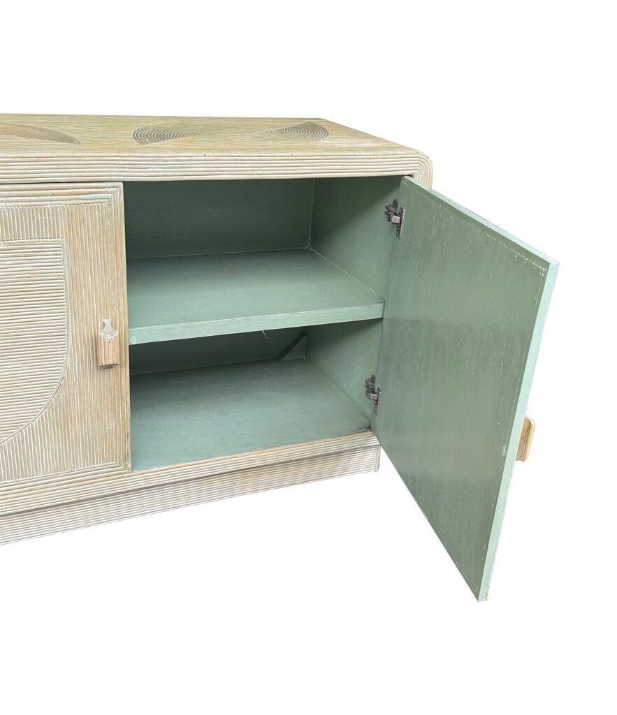 An Italian 1970s Pencil Reed Bamboo, Two Doors, Cabinet By Vivai Del Sud photo buy