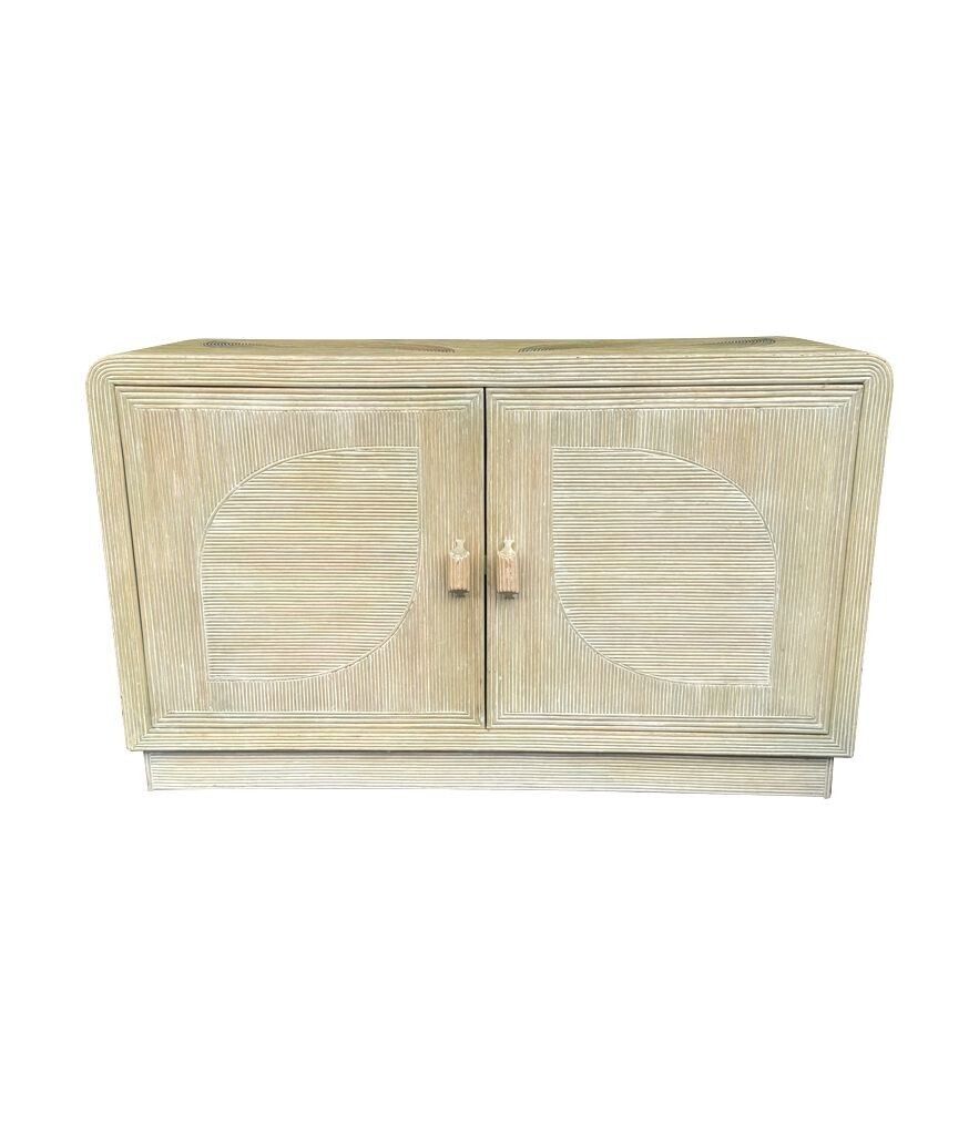 An Italian 1970s Pencil Reed Bamboo, Two Doors, Cabinet By Vivai Del Sud photo vintage