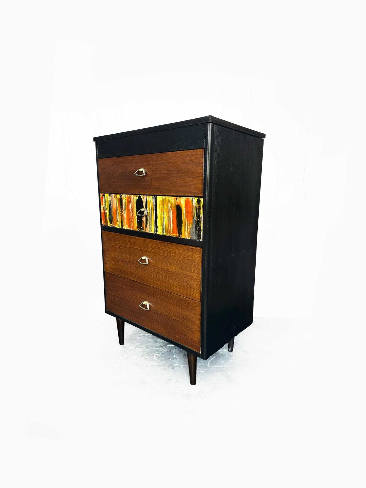 Mid Century 1950's Chest Of Drawers/Tallboy Fully Restored With Feature Acrylic Drawer Rare Find photo vintage