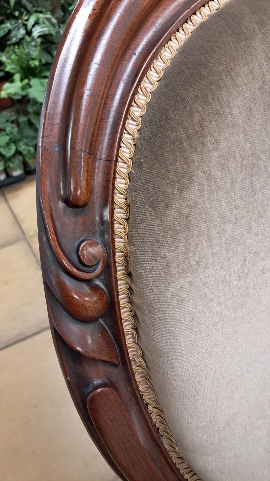 Victorian Mahogany Parlour Armchair Upholstered In Grey Velvet With Castors photo buy