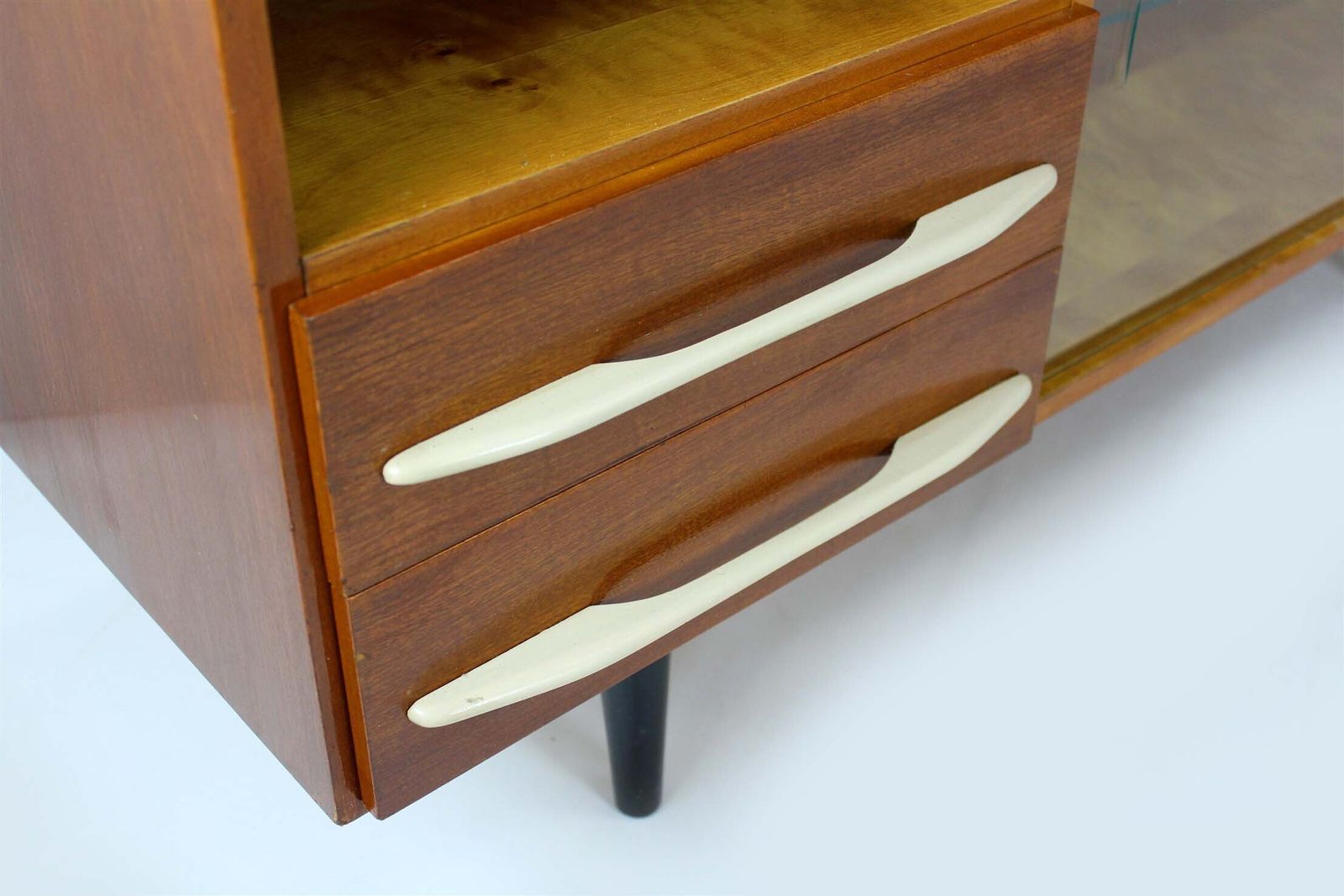 Modular Desk Set With White Glass Top By Mojmir Pozar, 1960s, Set Of 3 photo vinterior