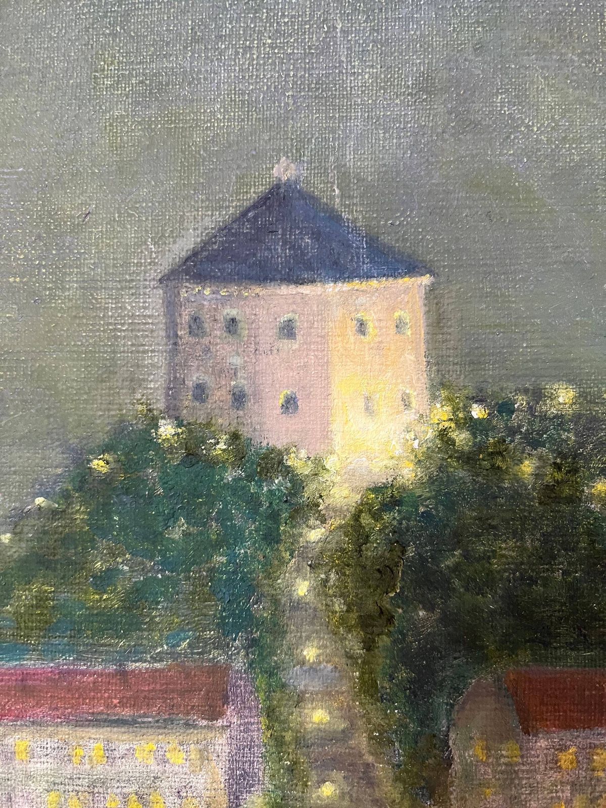 Skansen Kronan, 2001, Swedish Artist  B Jönner, Unframed Oil On Canvas photo vinterior