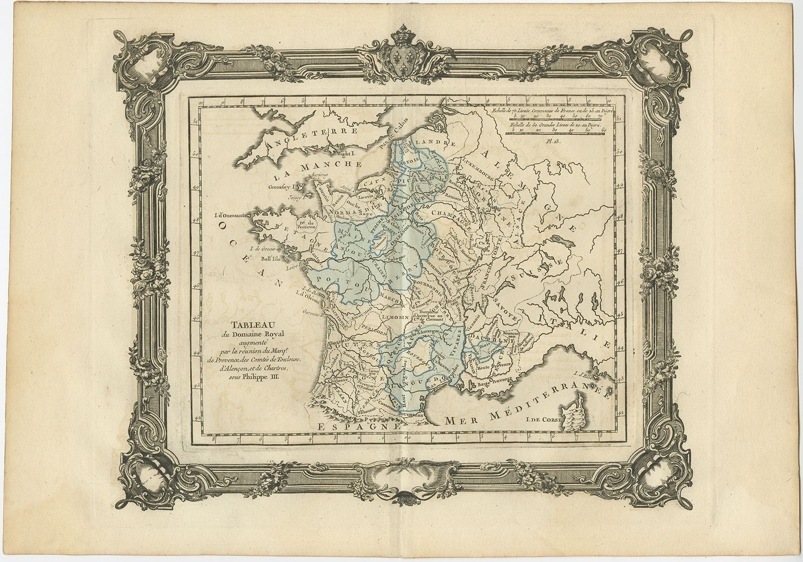Antique Map Of France Under The Reign Of Philip III By Zannoni (1765)