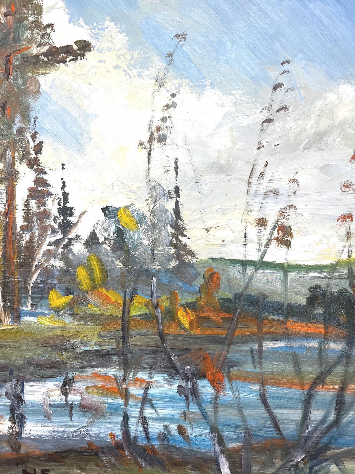 Waterfall In Forest 1976 By Olle Rudolf (1932–2021) Swedish Landscape Oil Painting Scandinavian Vintage Wall Art photo buy