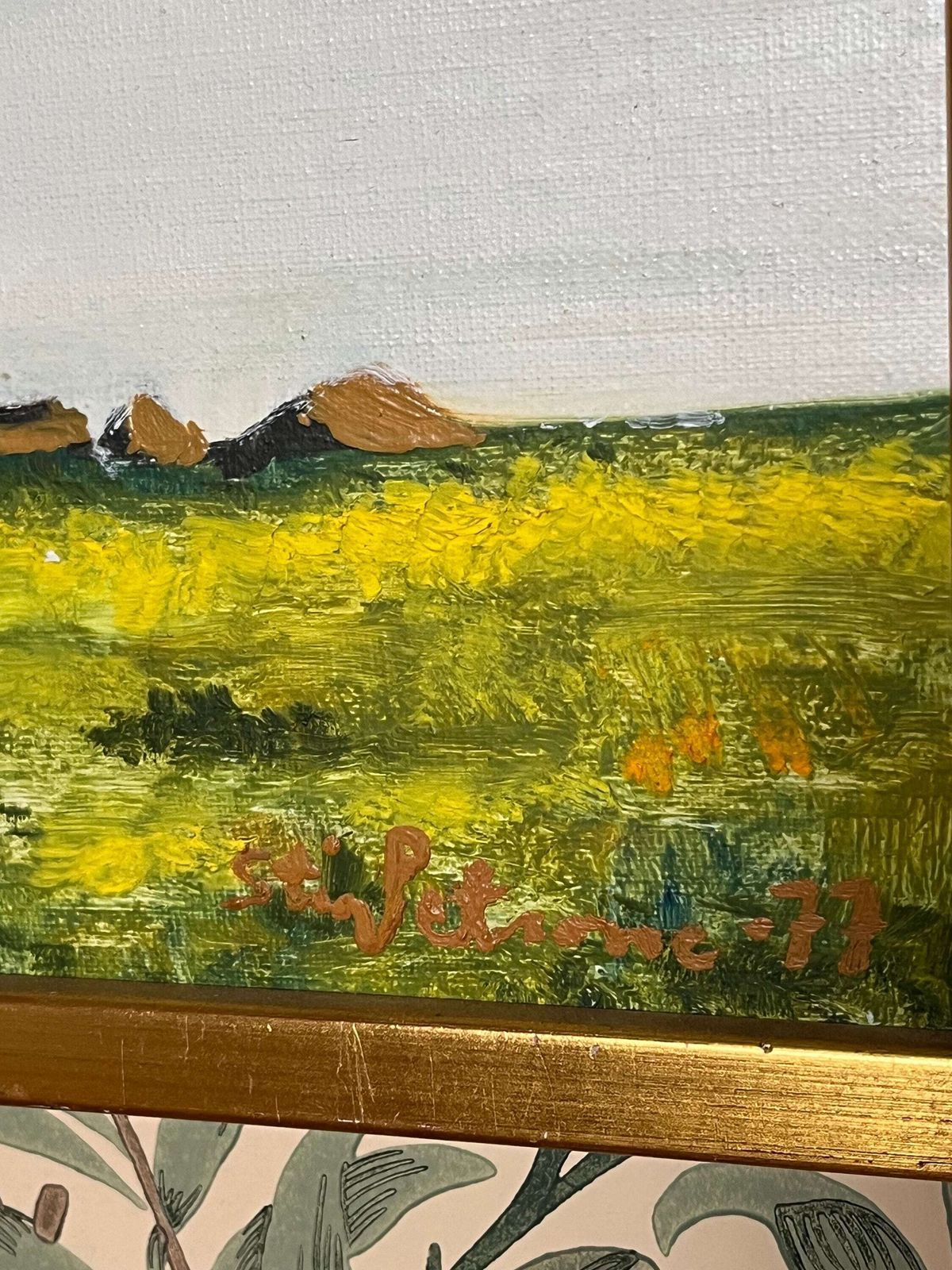 photo furniture Seaside Meadow, 1977, Swedish Artist Stig Petrone, Oil Painting On Board