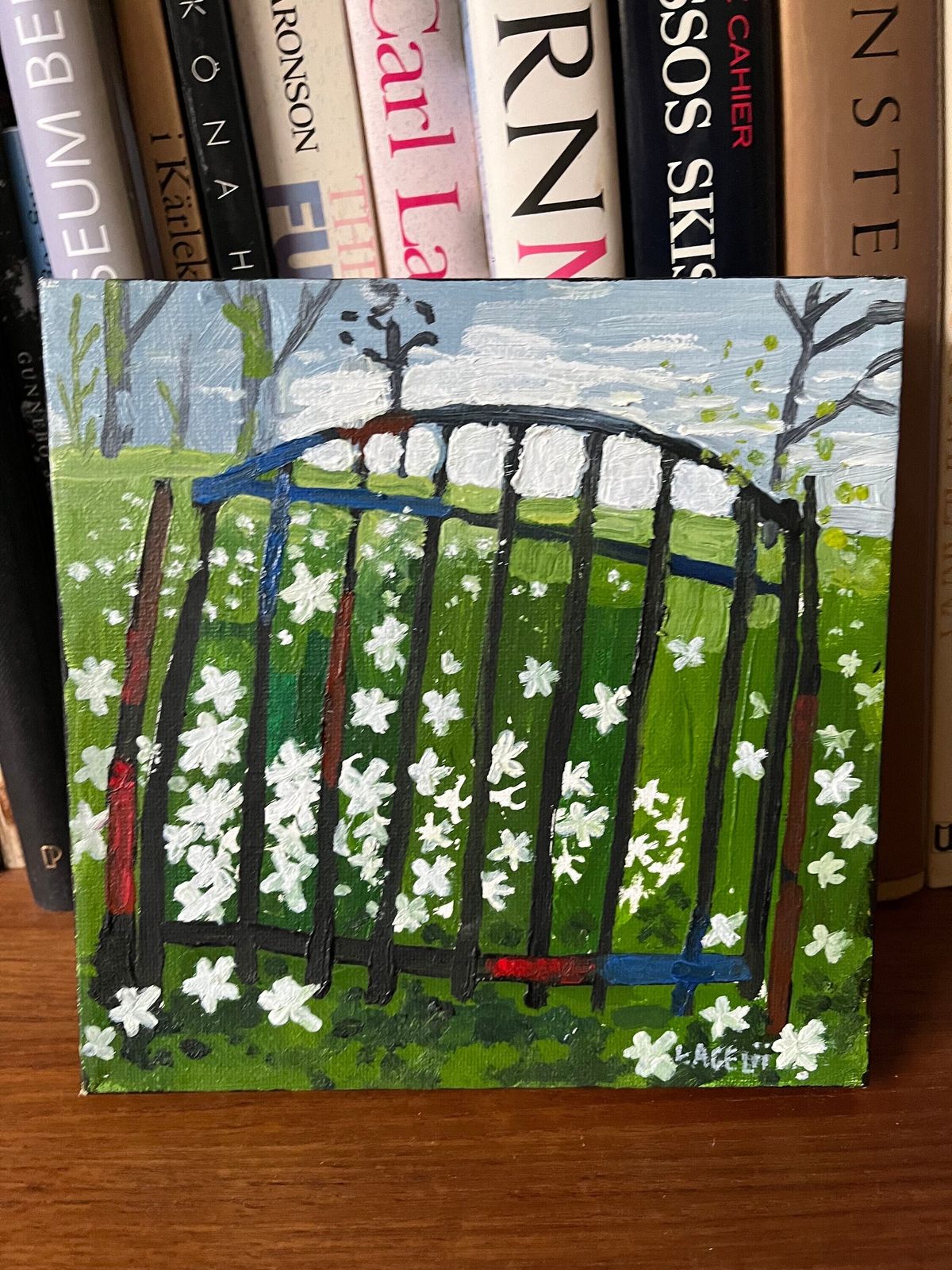 "Wood Anemones At Nisse’s Gate", 1990s, By Swedish Artist Lars Agelii, Unframed Acrylic Painting photo Art