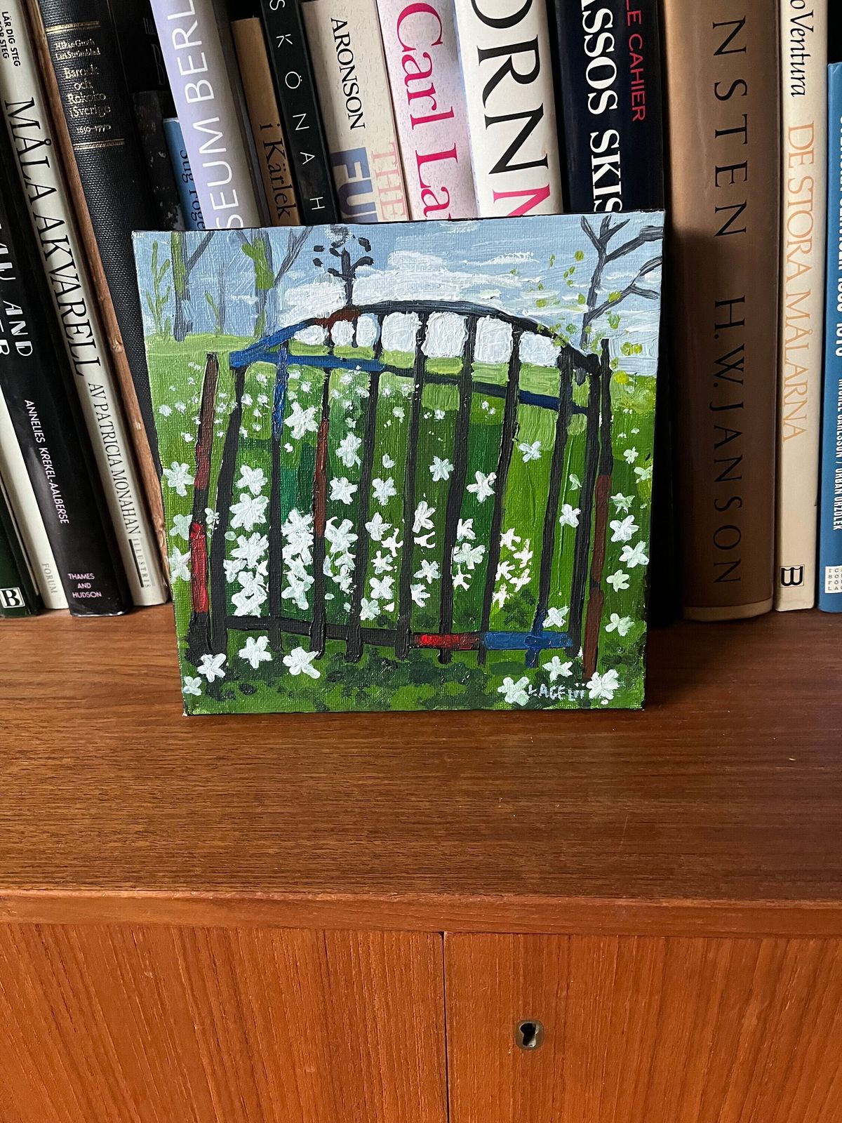 "Wood Anemones At Nisse’s Gate", 1990s, By Swedish Artist Lars Agelii, Unframed Acrylic Painting photo buy