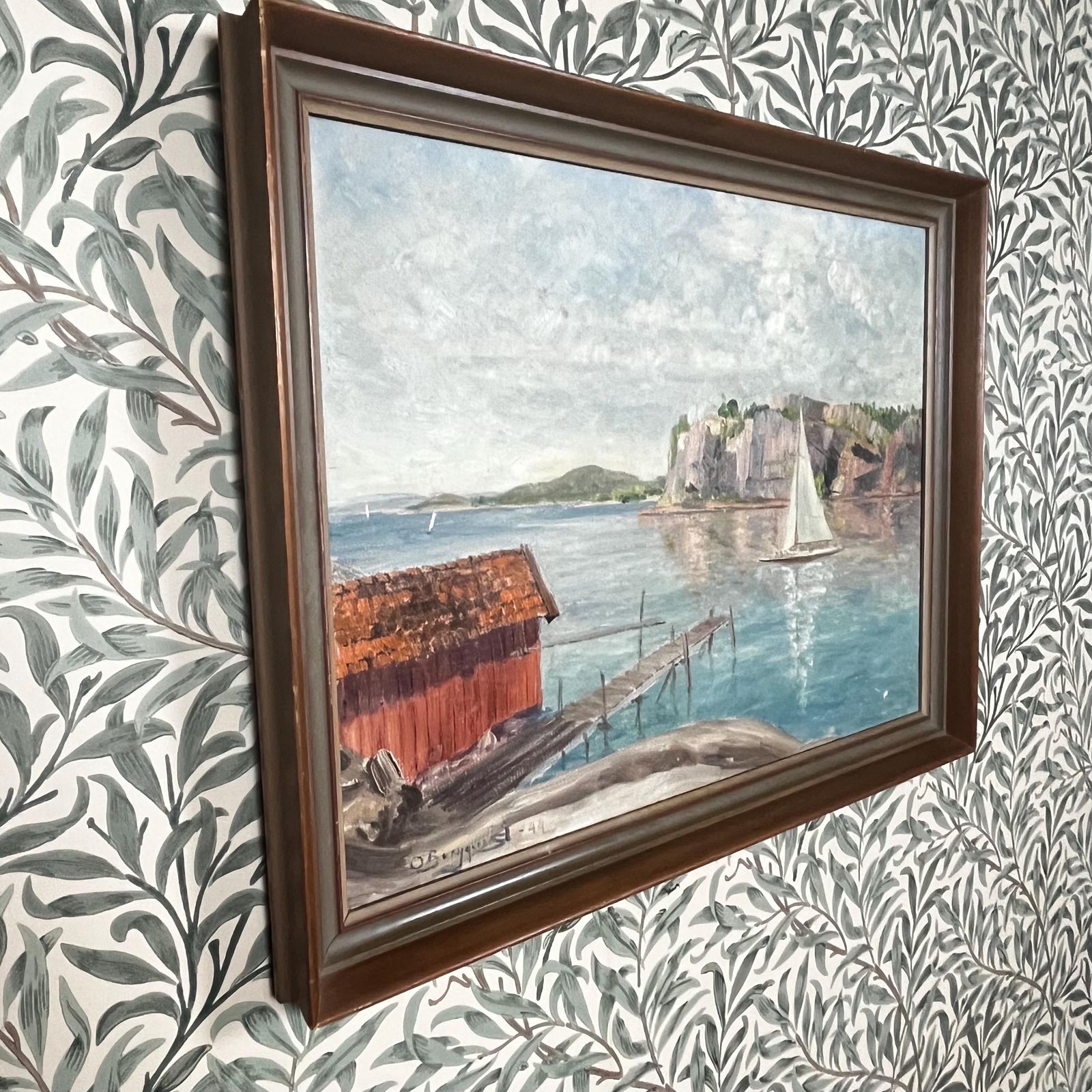 Evening Light Seascape, 1944, Swedish Artist O Bergqvist,  Oil Painting On Streched Canvas photo 275.0