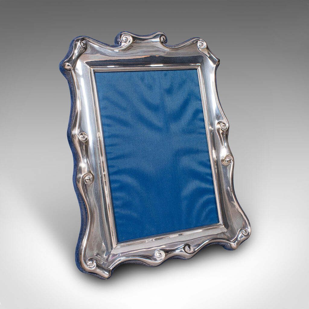 Pair Of Vintage Portrait Picture Frames, English, Silver Plate, 5x7, Art Deco photo 608.0