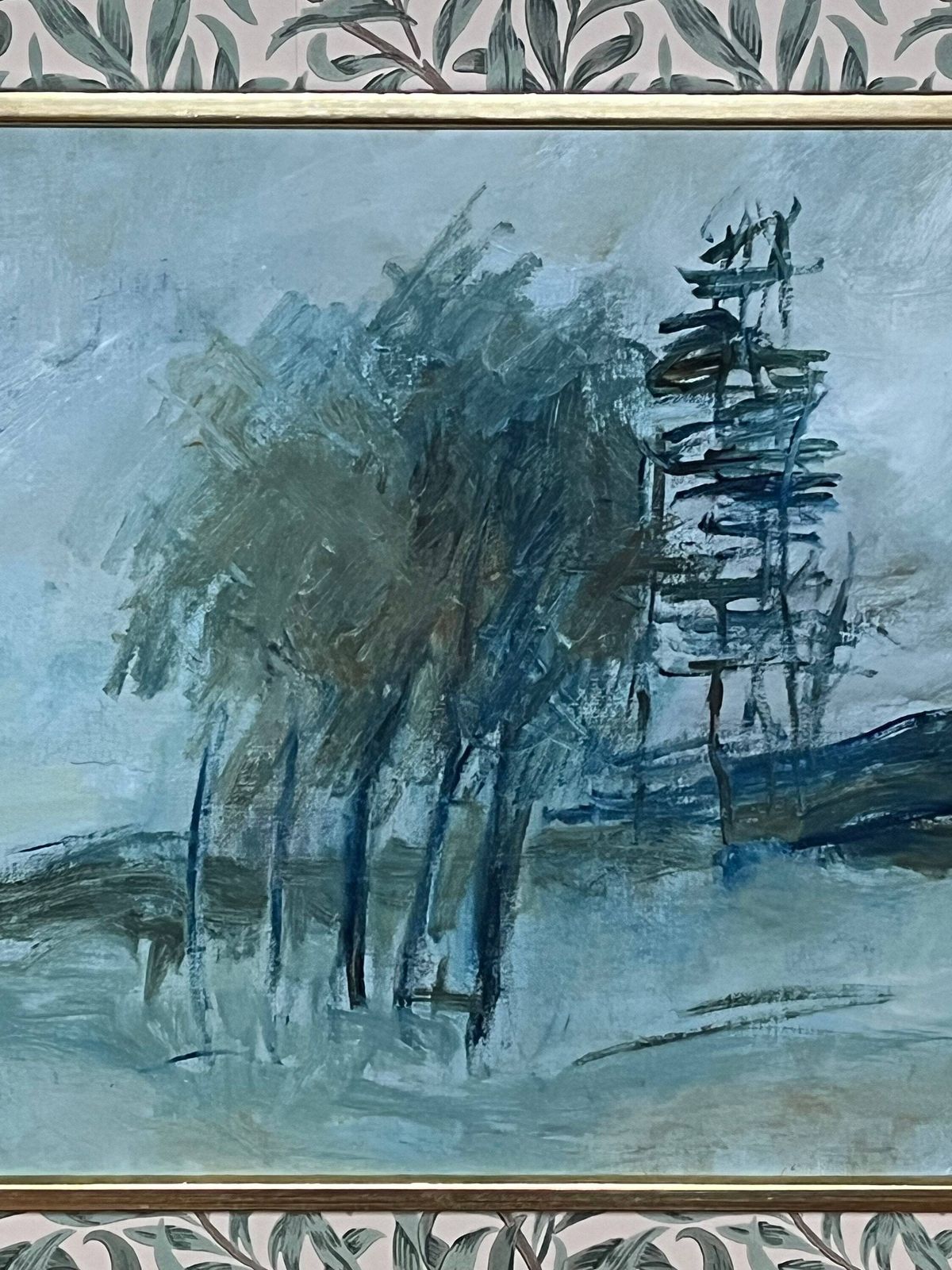 photo furniture Semi Abstract Landscape, 1982, Swedish Artist Sven Björk,  Oil On Stretched Canvas
