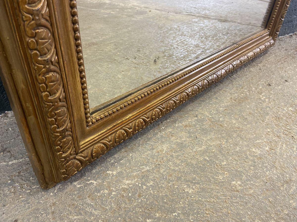 Home Decor Large Arched Top French Overmantel Wall Mirror, 19th Century. photo
