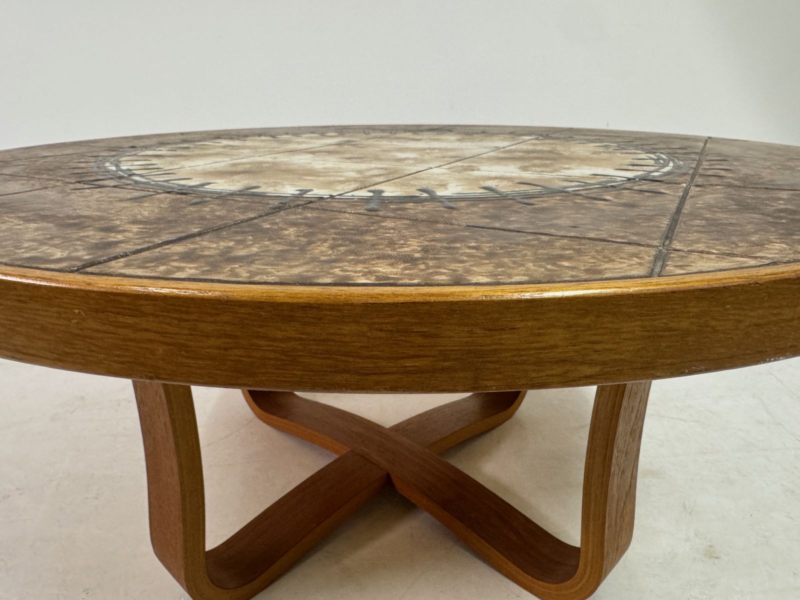 Danish Ceramic Tile Top Coffee Table, 1980s photo vintage