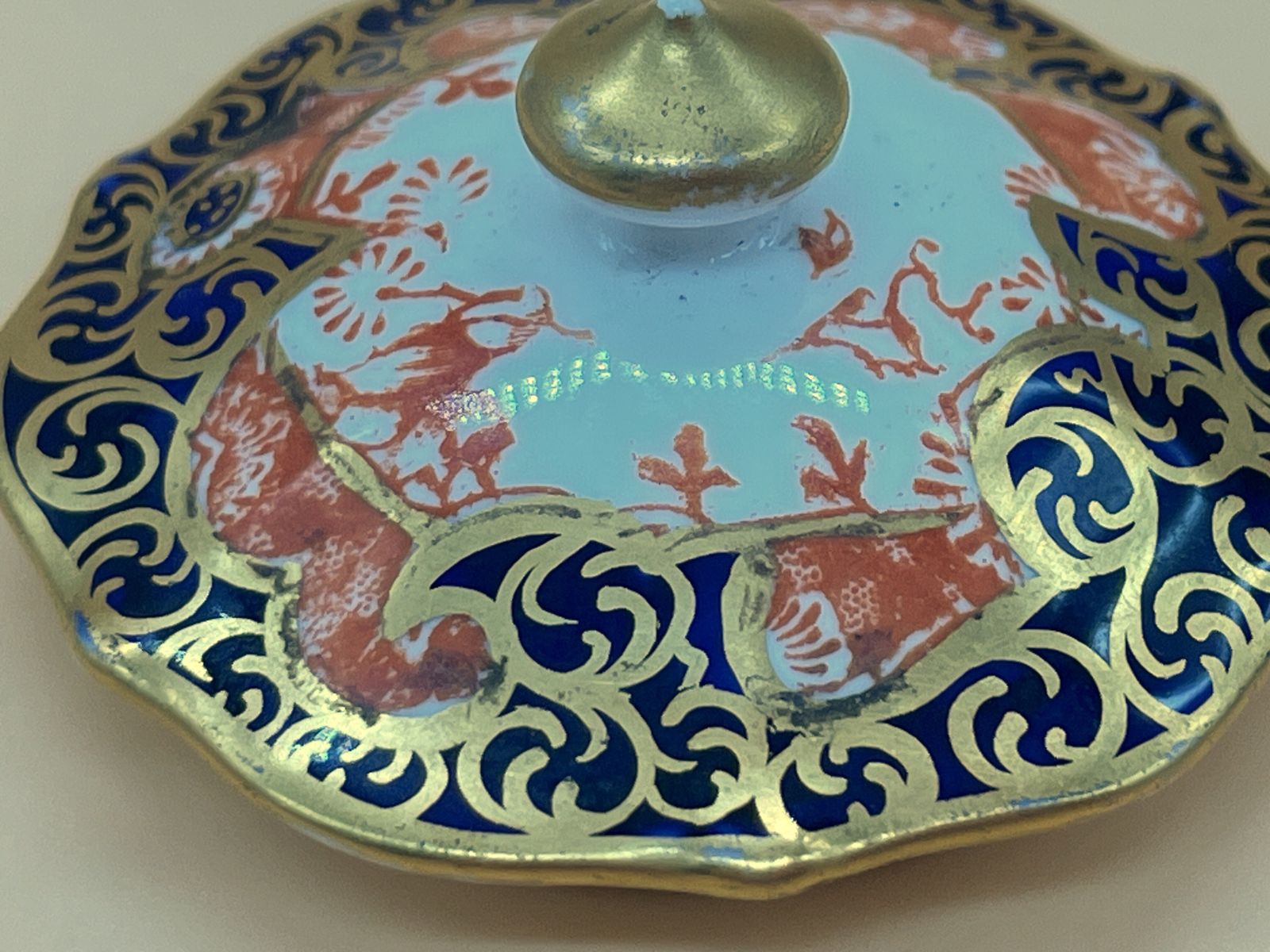 Antique Royal Crown Derby Porcelain Melton Imari Design Trinket Box. C1908. 2649. photo 50.0