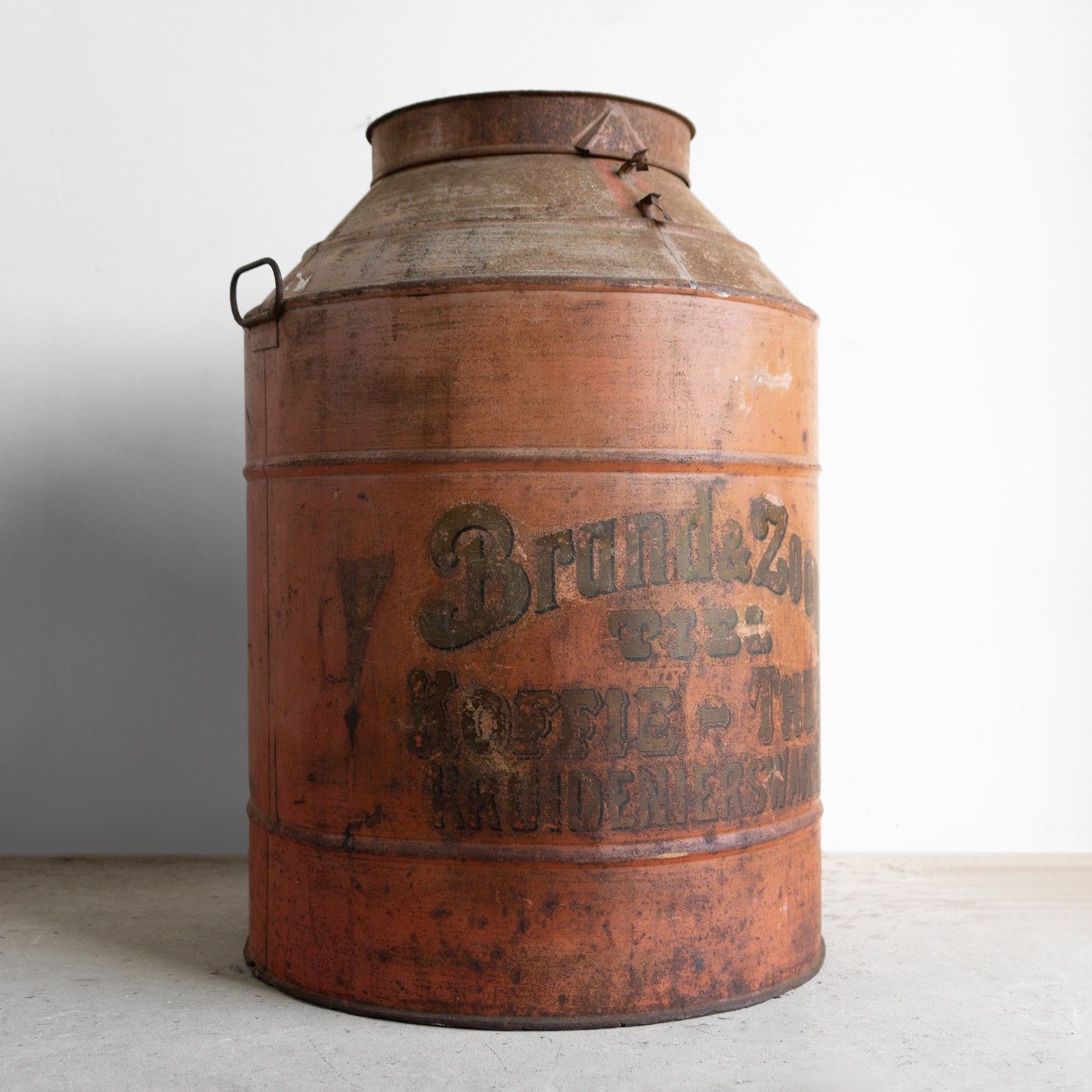 Very Large Antique Toleware Tea/Coffee Canister In Original Paint, Dutch, 20th C photo vinterior