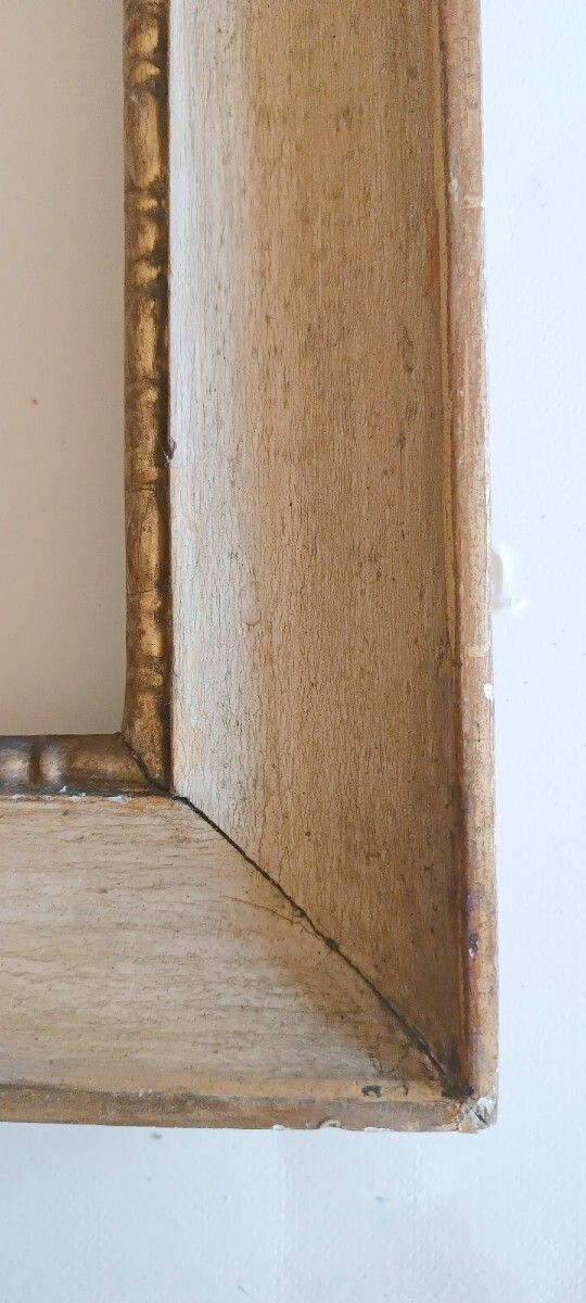 Antique Empire Style Frame From The Early 19th Century, Lacquered And Gilded photo vintage
