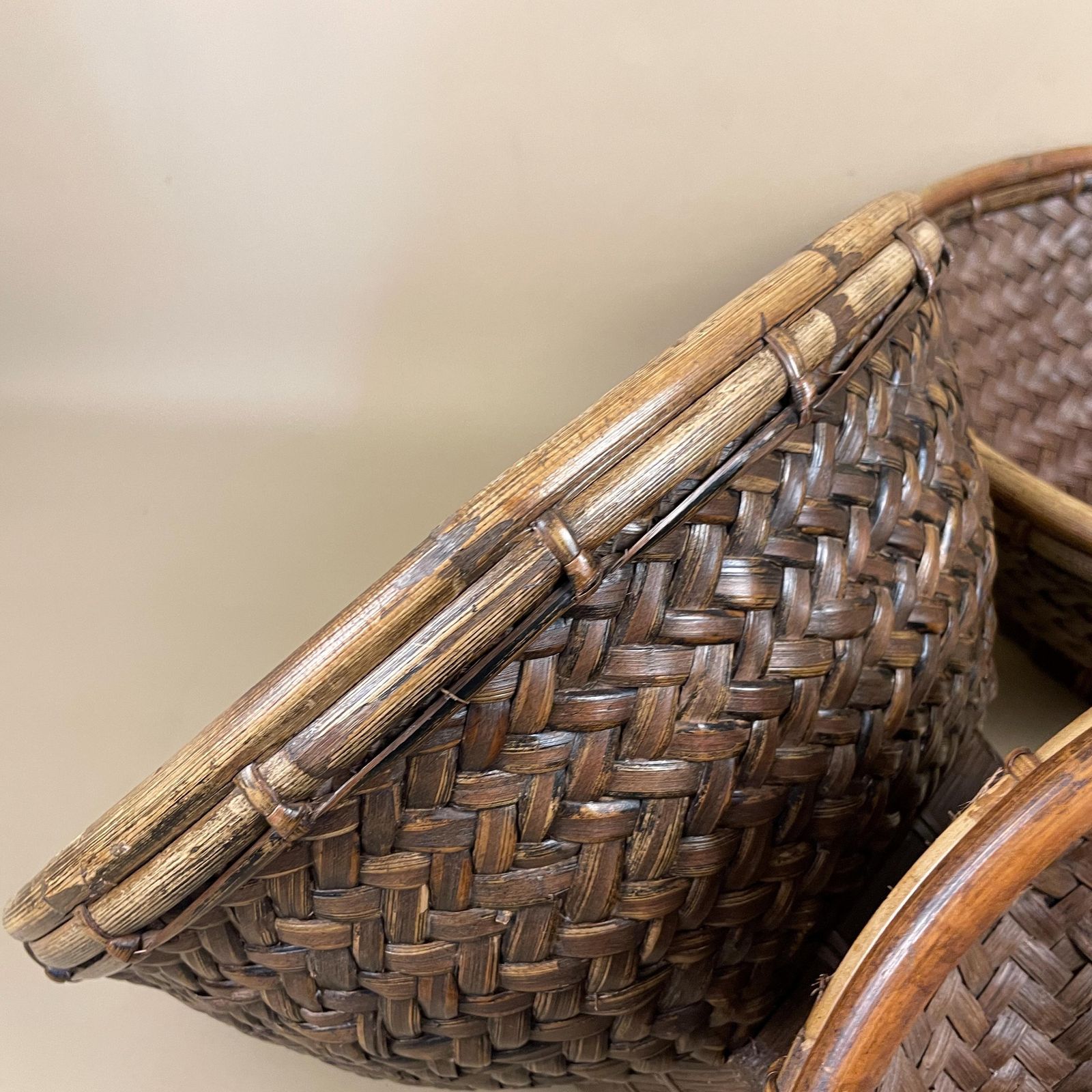 Set Of 3 Indonesian Bamboo Woven Display Bowls Basket Round Brown Bowl Table Display Decorative Brown Handmade Circular Fruit Boho photo buy