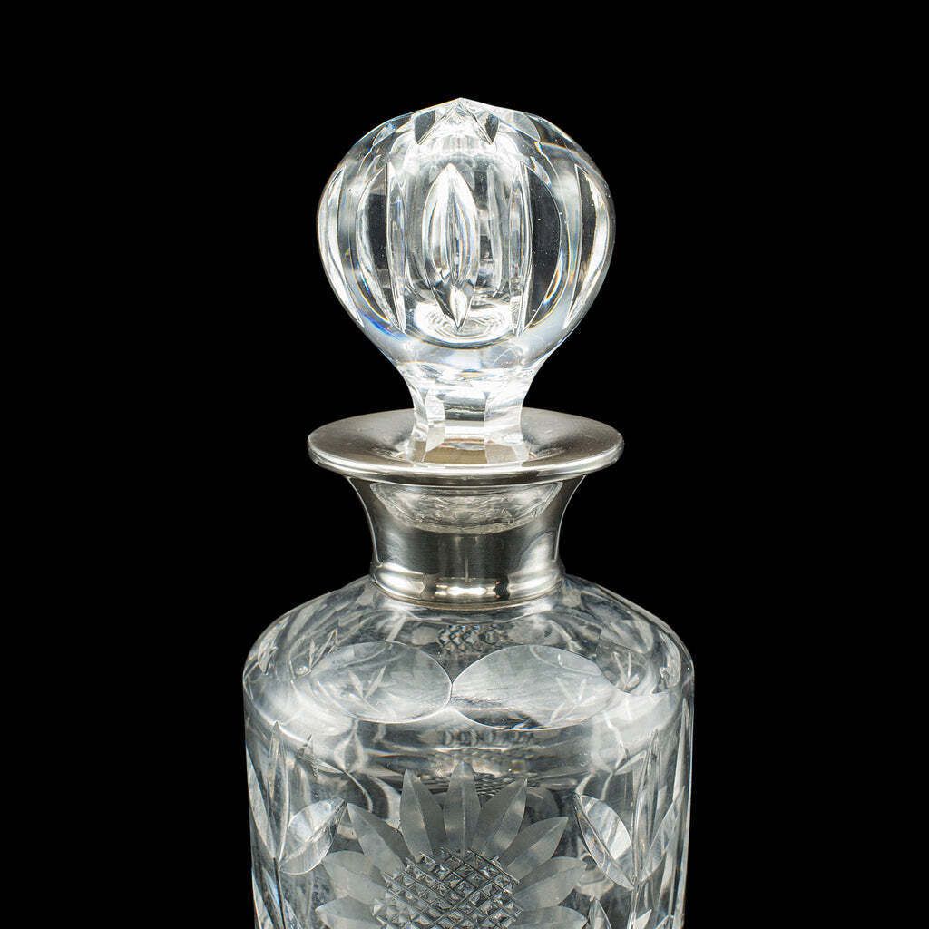 photo furniture Vintage Scotch Decanter, English, Cut Glass, Silver, Whiskey, Hallmarked, 1965
