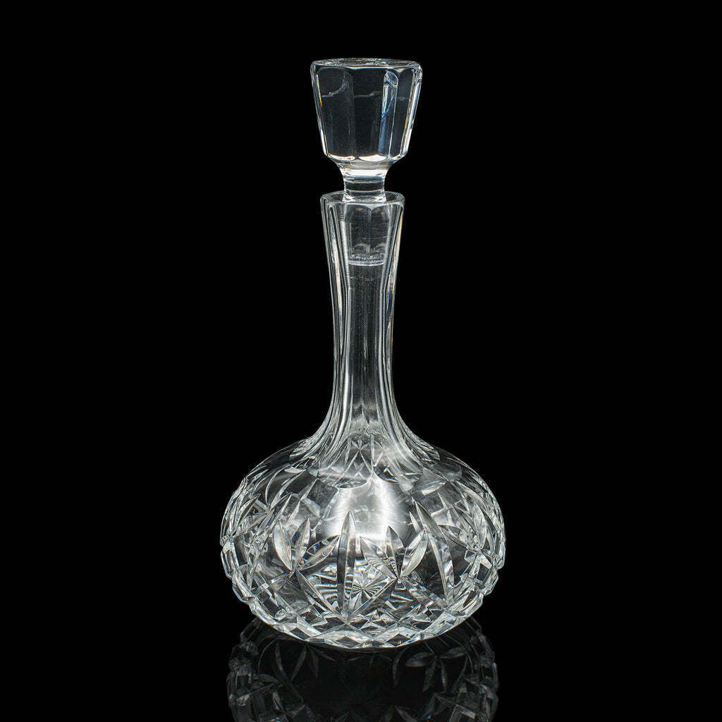 Vintage Merlot Decanter English Cut Glass Medium Body Wines Mid Century 1960