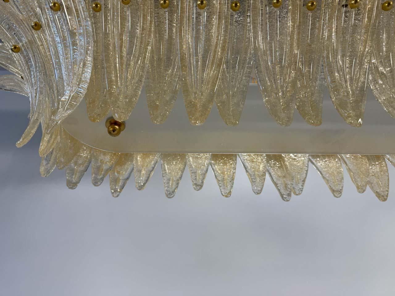 Stunning Italian Murano Palmette Chandelier In Amber Glass photo for sale