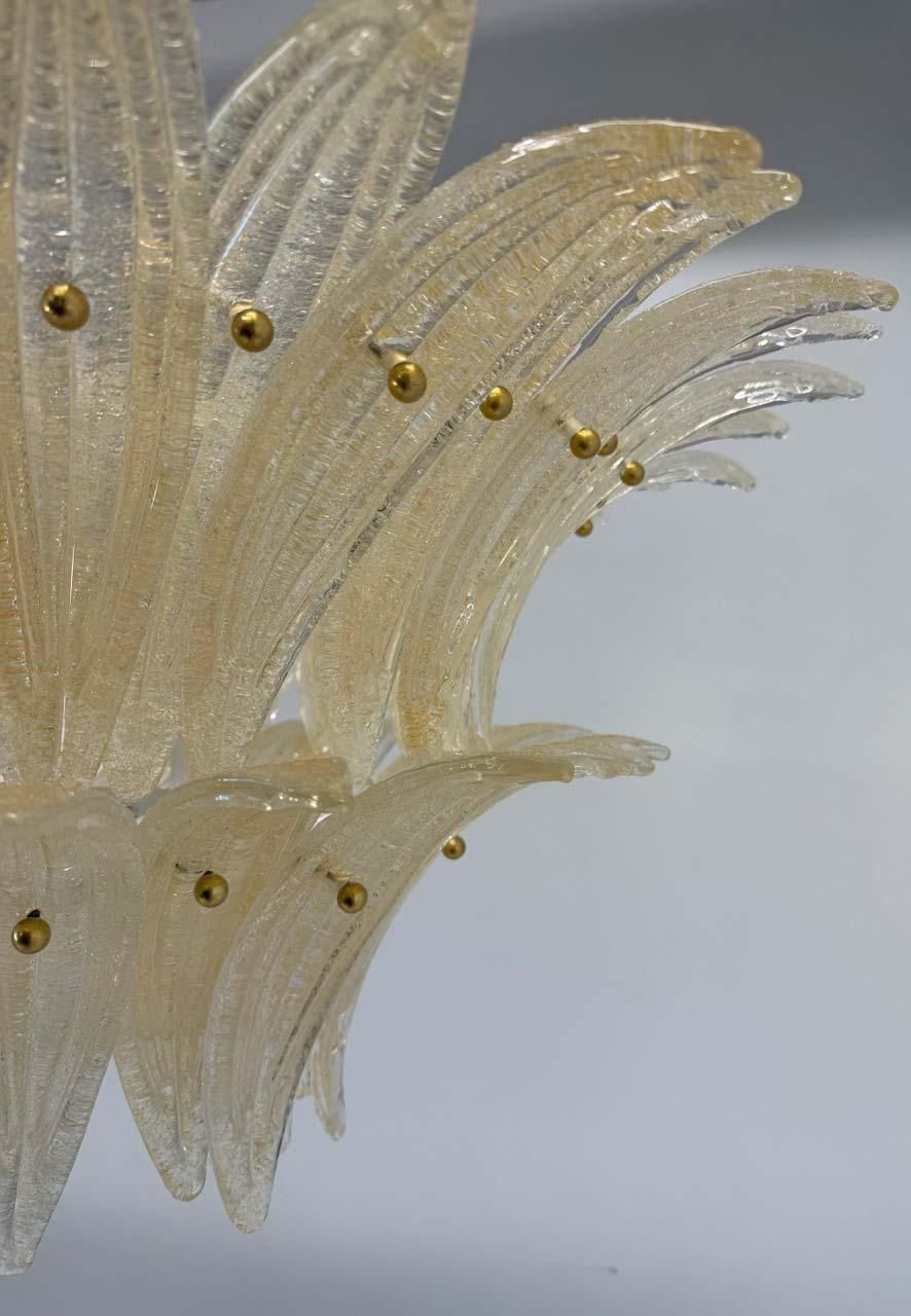 Stunning Italian Murano Palmette Chandelier In Amber Glass photo vinterior