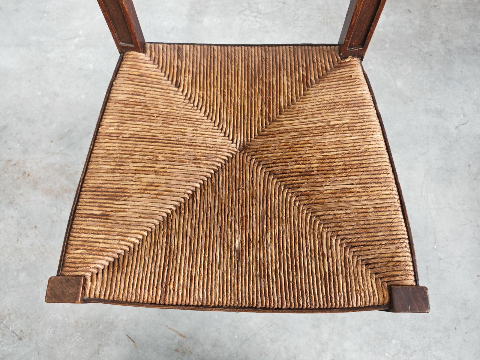 Pair Of Neo Renaissance Side Chairs In Oak With Rush Seats, France 1910s photo buy