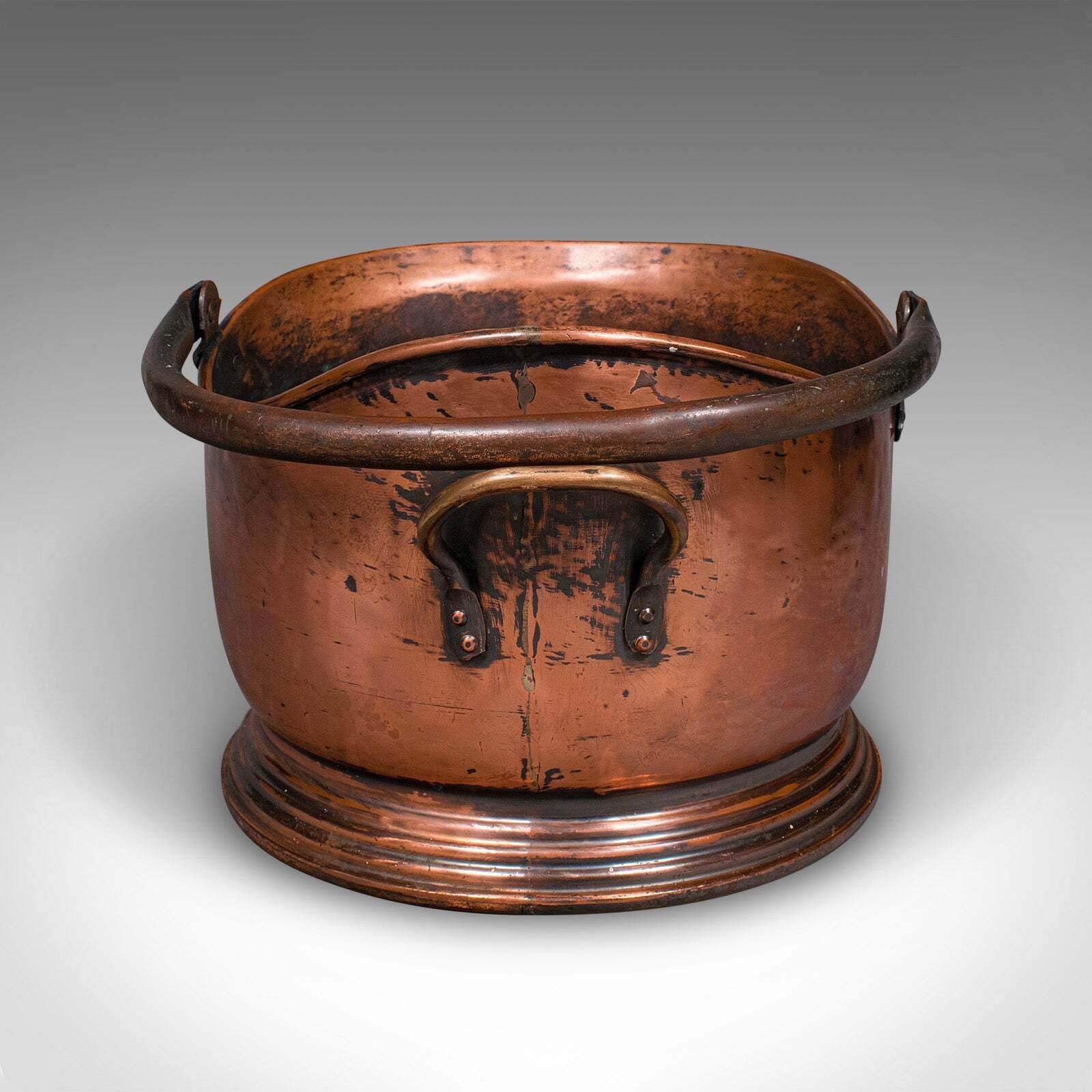 Vintage Regimental Mess Coal Bucket, English, Copper, Fireside Helmet Scuttle photo vinterior