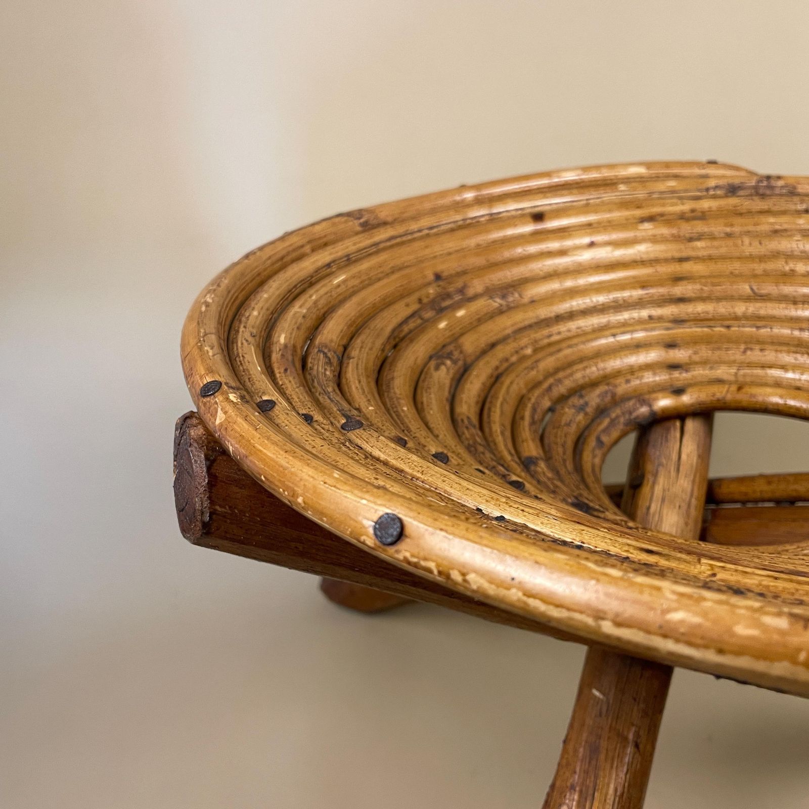 Vintage Bentwood Accent Stool Seat Stand Rustic Handcrafted Tripod Mid Century Folk Art Sculptural Stool Boho Farmhouse Decor Plant Stand photo buy