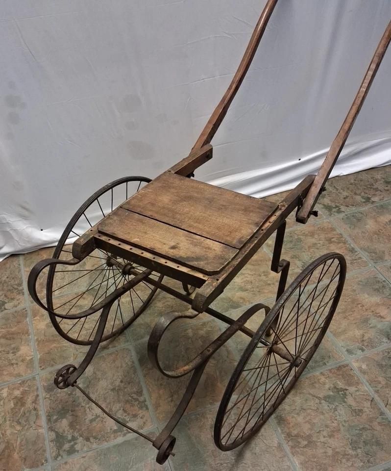 Antique Childs Cart Rickshaw Great For Display Shop Or Garden photo for sale
