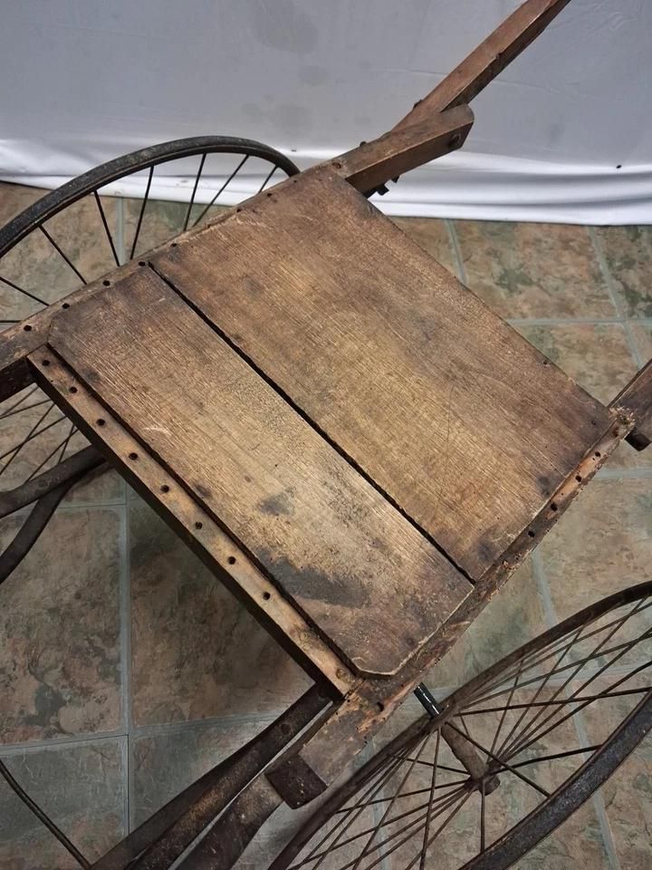 Antique Childs Cart Rickshaw Great For Display Shop Or Garden photo Garden Decor