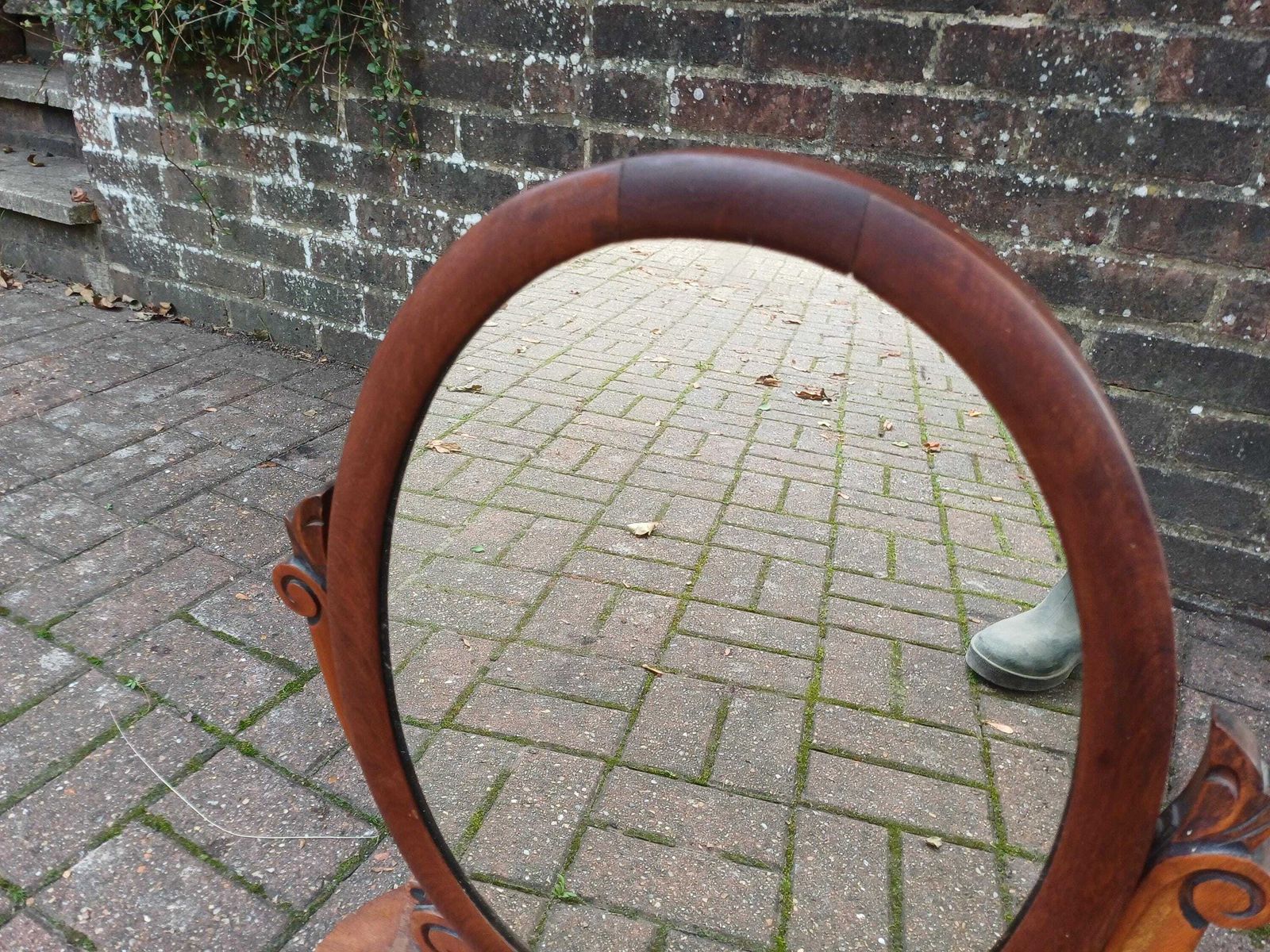 Antique Victorian Mahogany Dressing Table Mirror, Ornate Vanity Swivel Mirror With Hidden Compartment, 19th Century Toiletry Stand photo 245.0