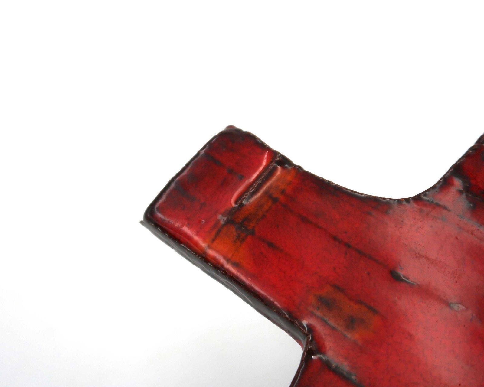 Mid Century Modern Wall Ceramic Cross, 1950s / Crucifix, Religious, Red, Orange, Vintage photo 185.0