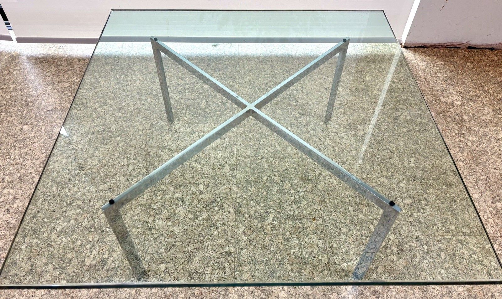 Furniture Mid Century Barcelona Knoll Coffee Table  Mies Van Der Rohe Vintage Retro photo