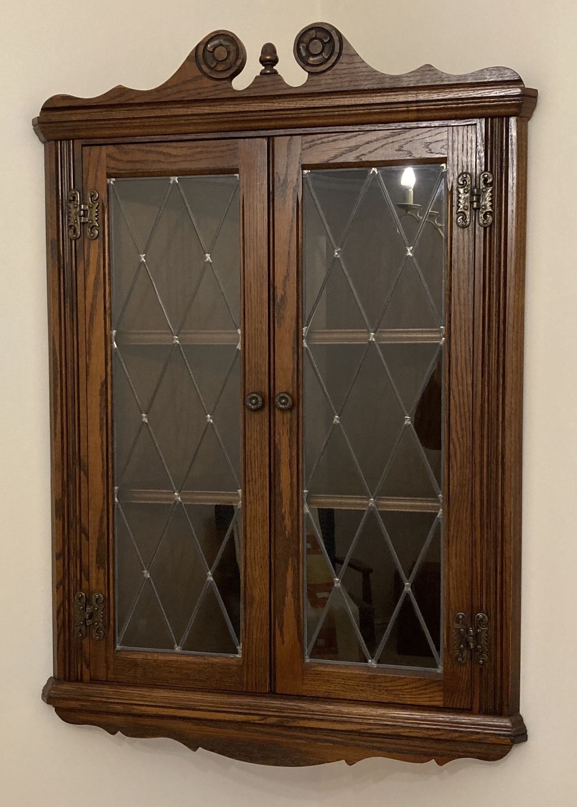 Wood Bros Old Charm Corner Hanging Display Cabinet In Oak 1914 photo 160.0