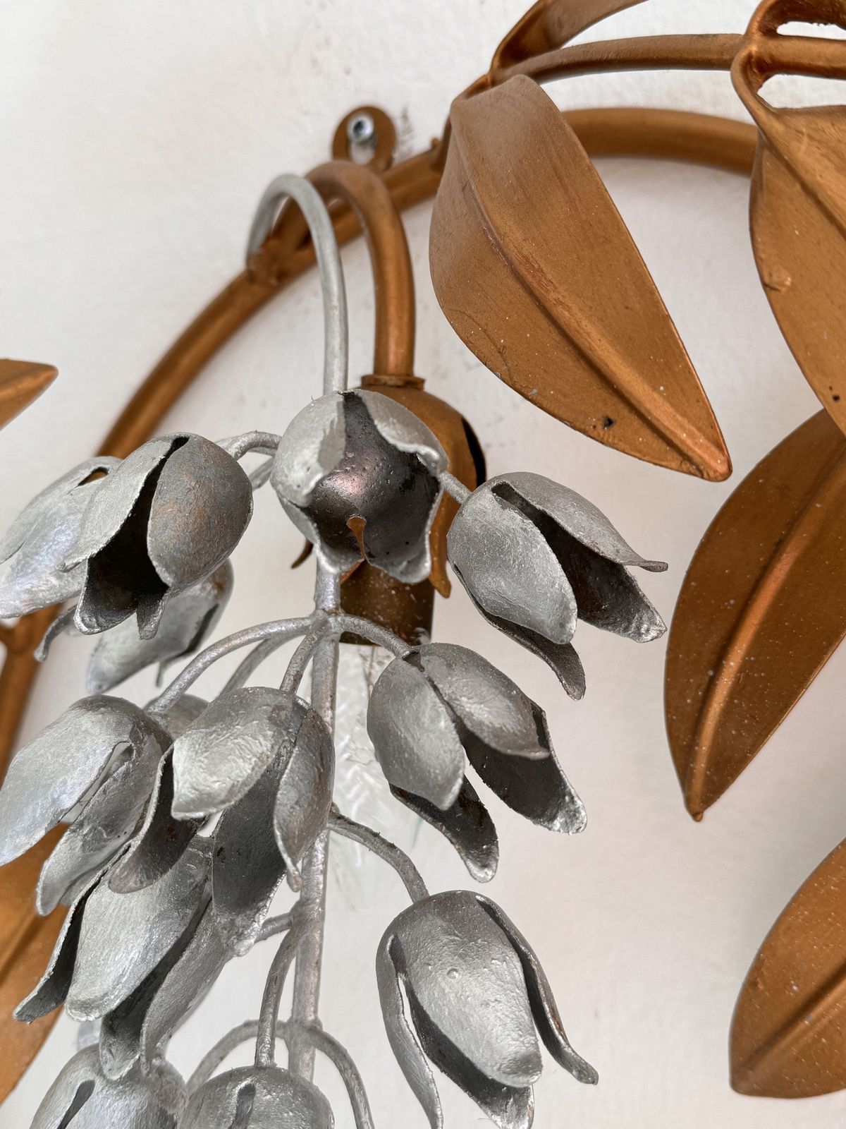 photo for sale Hans Kögl Large Mid Century Wisteria Gilt 'Golden Rain' Metal Wall Sconce