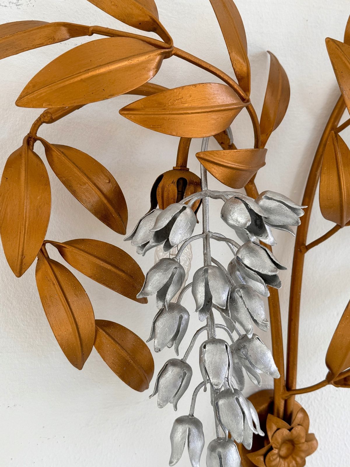 1080.0 Hans Kögl Large Mid Century Wisteria Gilt 'Golden Rain' Metal Wall Sconce photo
