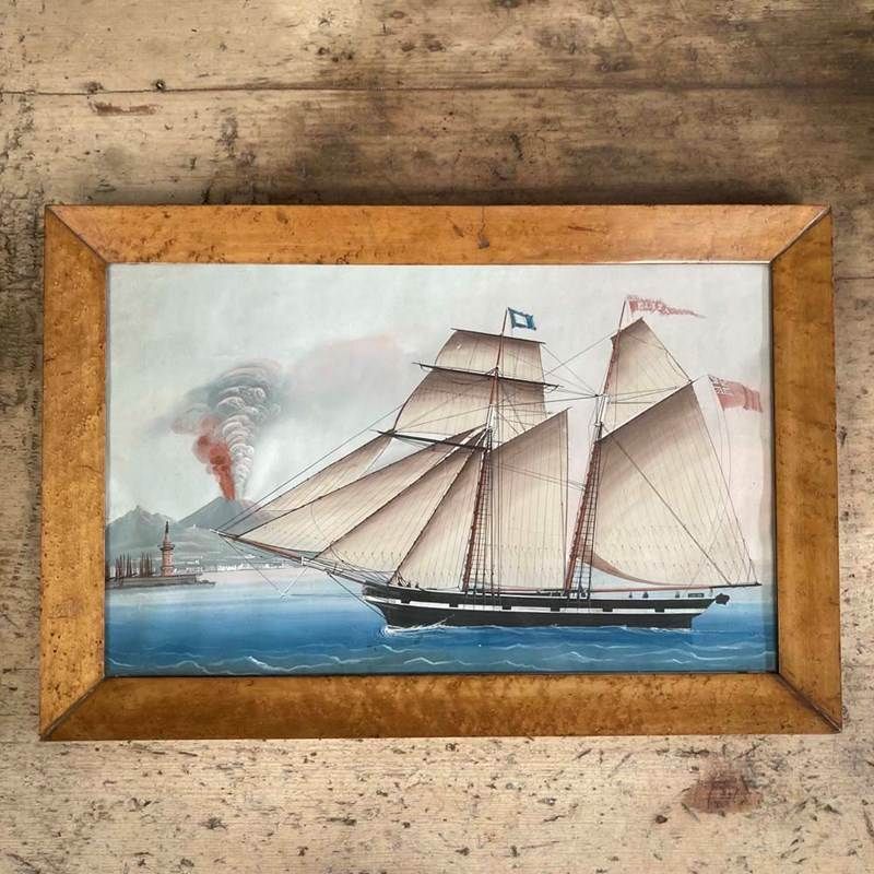 19th Century Neapolitan Ship Painting  'Eliza' photo vinterior
