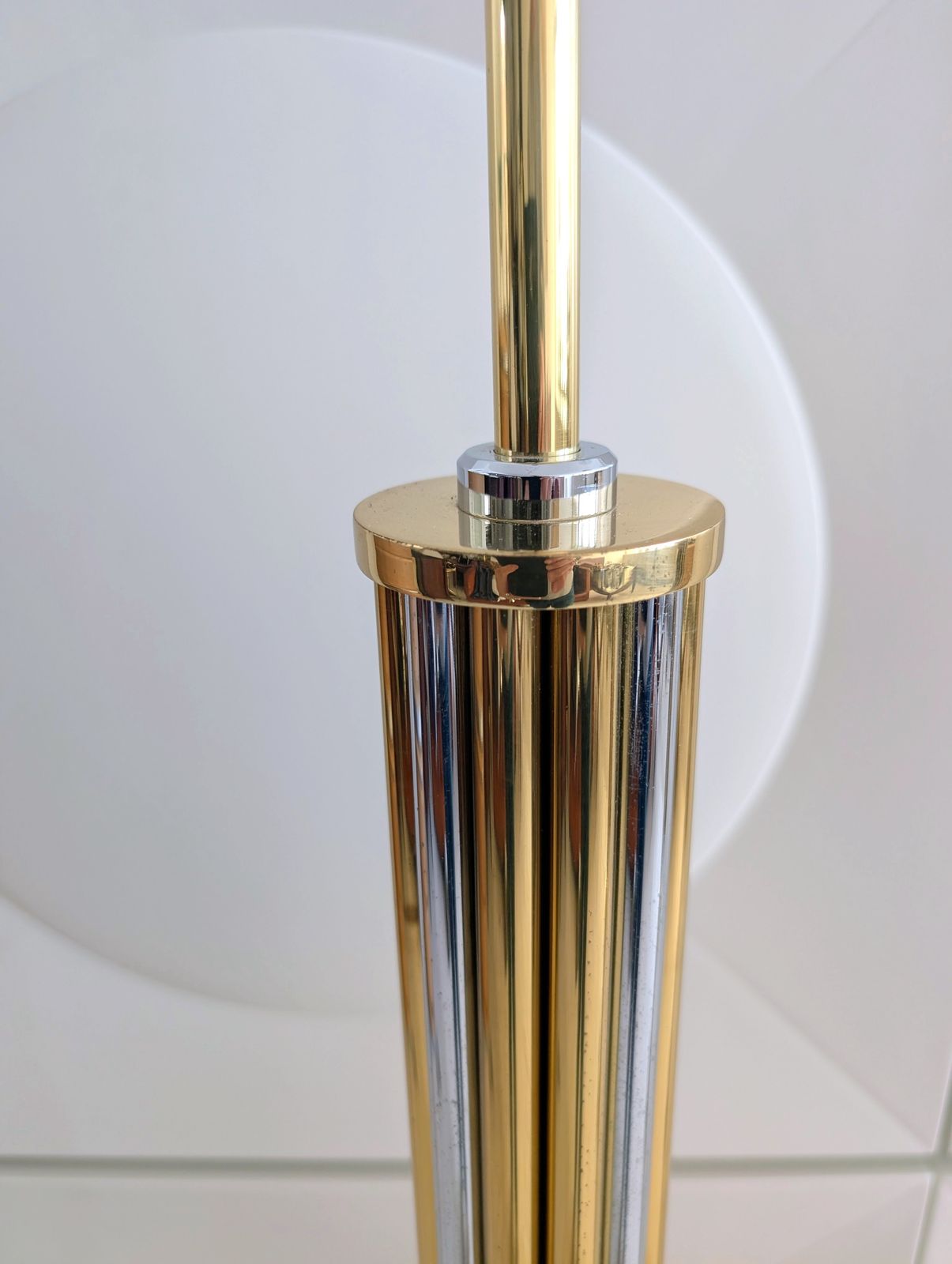 Gorgeous Vintage Gold & Chrome Floor Lamps, By Baulmann, Germany 1980s. Pair Available photo Lighting
