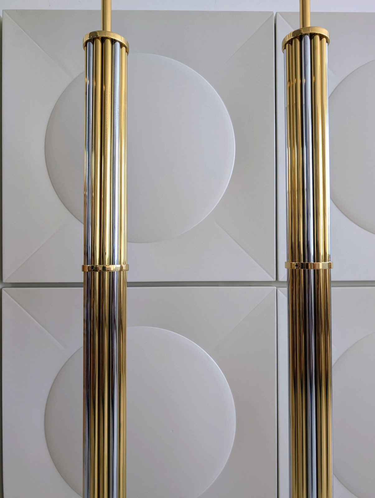 Lighting Gorgeous Vintage Gold & Chrome Floor Lamps, By Baulmann, Germany 1980s. Pair Available photo