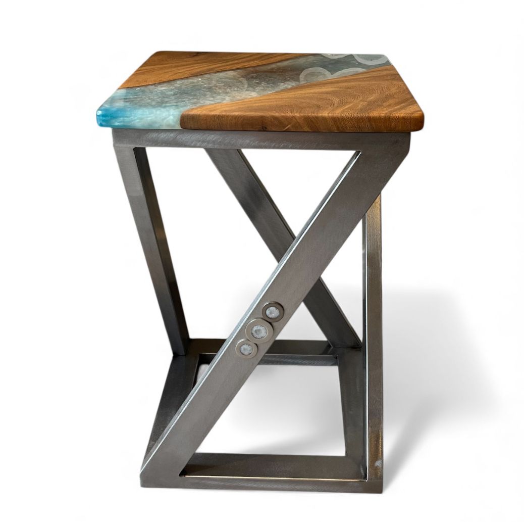 Handcrafted Wild Mango Wood With High Quality Epoxy Resin   Side/Coffee Table Unique Design photo vintage