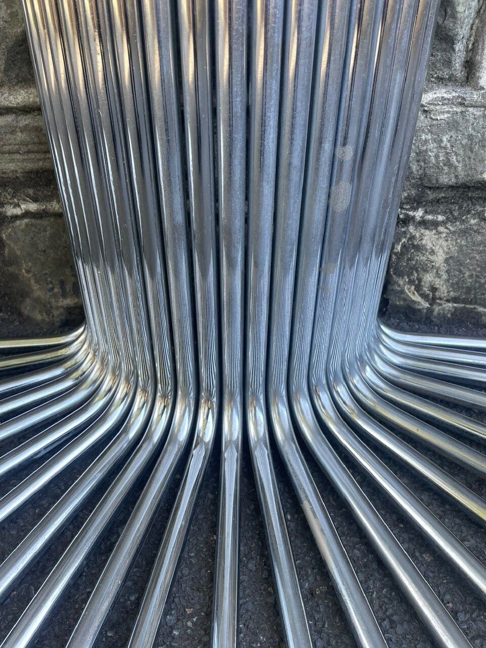 Vintage Mid Century Pair Tubular Chrome Tables photo for sale