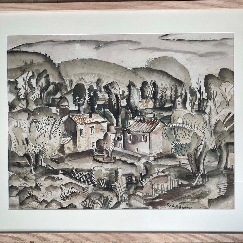 Mid Century Watercolour Painting   Rural Landscape photo buy