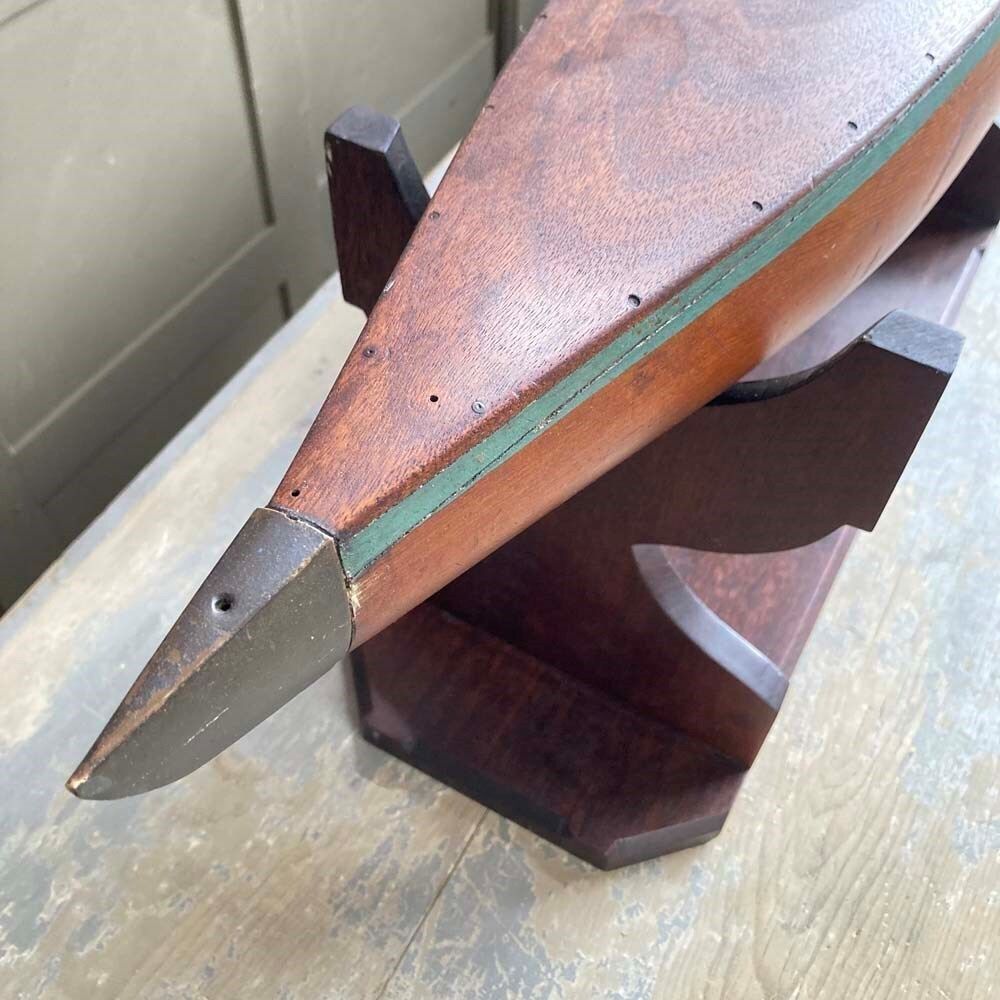 Antique Pond Yacht Hull (Green) photo vintage