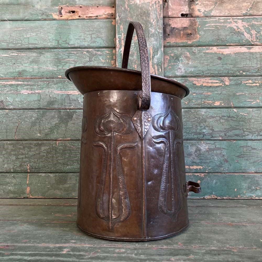 Art Nouveau Copper Coal Scuttle photo for sale