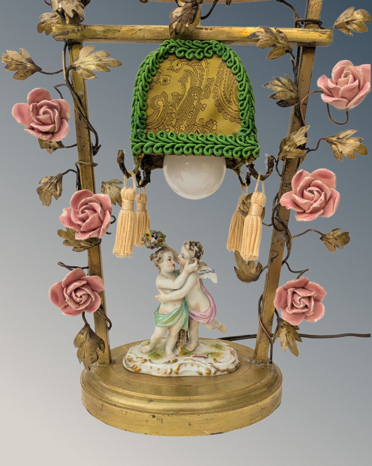 Antique French Porcelain And Gilt Bronze Lamp photo furniture
