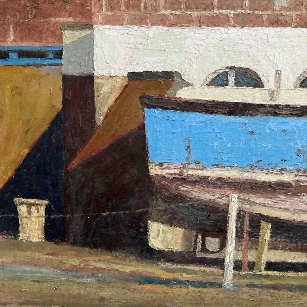 Victor Bramley (1934–2014) Oil Painting   Boat Repair photo for sale