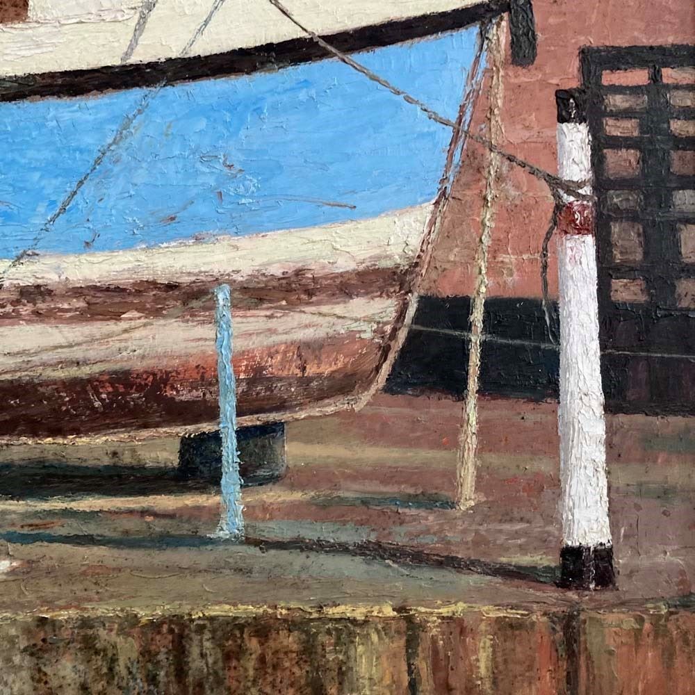 Victor Bramley (1934–2014) Oil Painting   Boat Repair photo Art