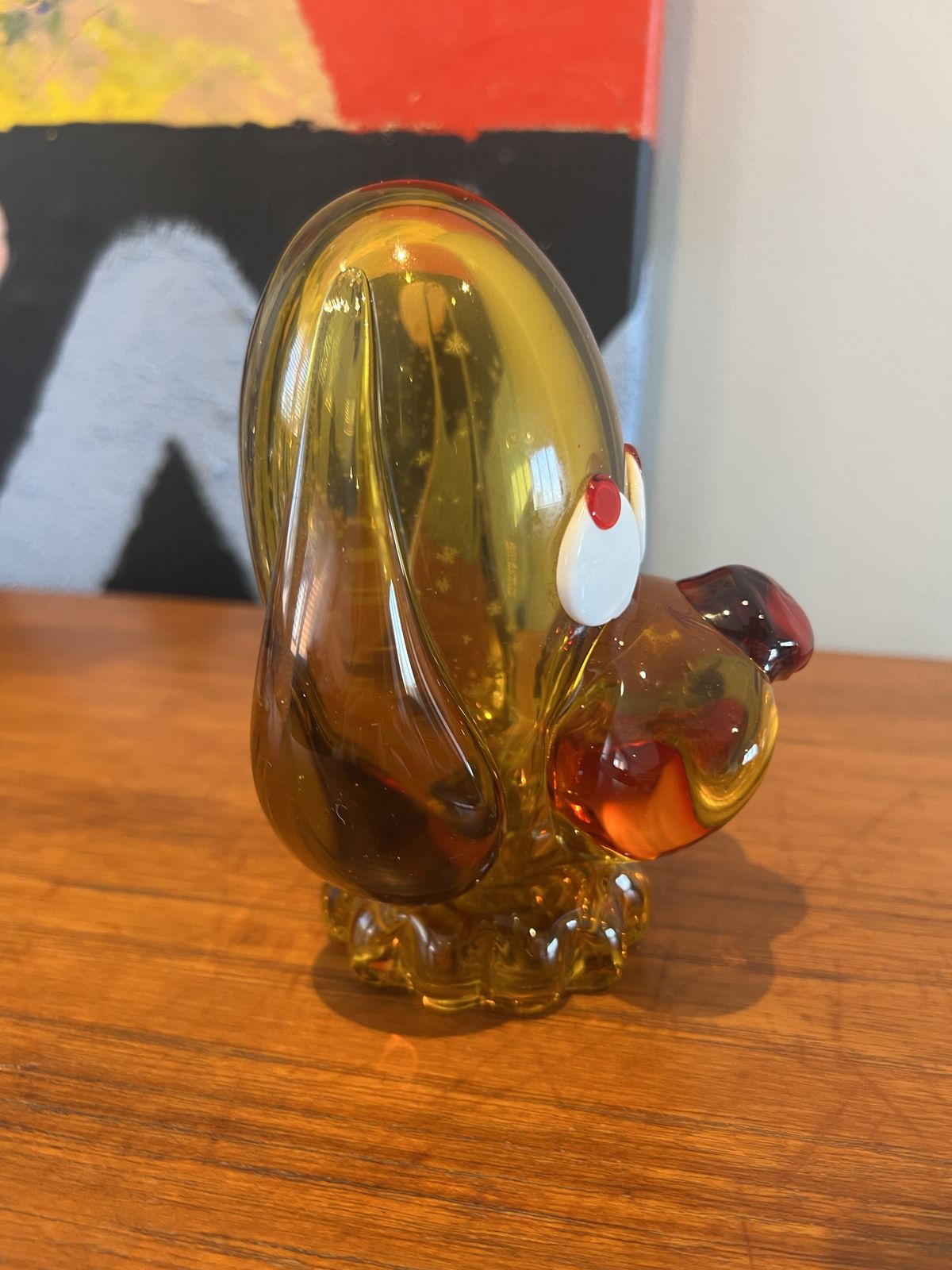 Mid Century Murano Amber Glass Dog Head Figurine photo for sale
