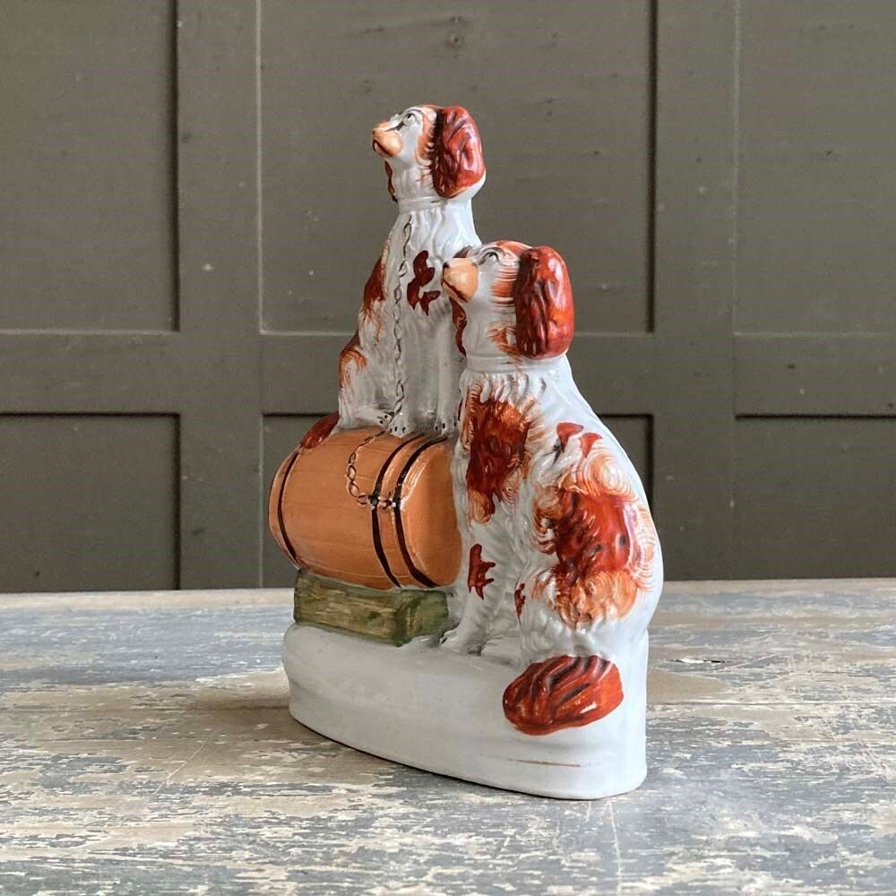 Antique Staffordshire Pottery Spaniels photo for sale